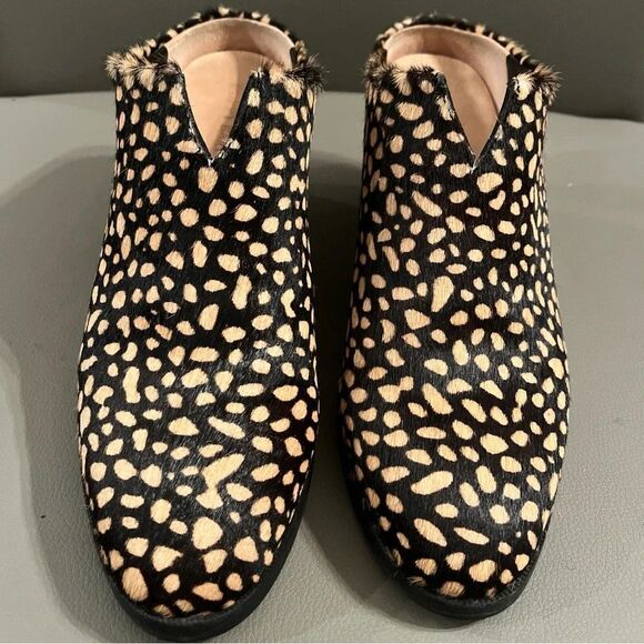 Poopy Barley Reverse Spot Calf Hair Heeled Mules Size 9.5 - Picture 2 of 9